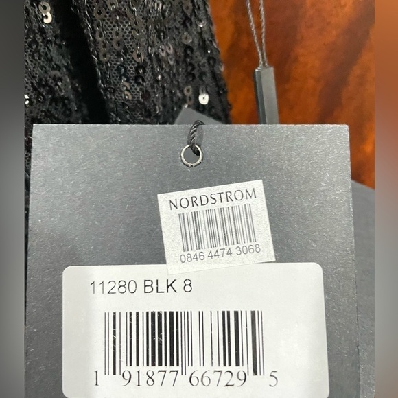 MAC DUGGAL Black Sequined Soft Tie Halter Neck Column Evening Gown - Picture 13 of 14